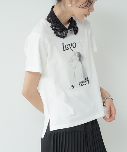 GALLEST（ギャレスト）の「タイポグラフィTシャツ【接触冷感】（Tシャツ/カットソー・レディース・ベージュ/ホワイト/ホワイト系5・38）」の15枚目の写真