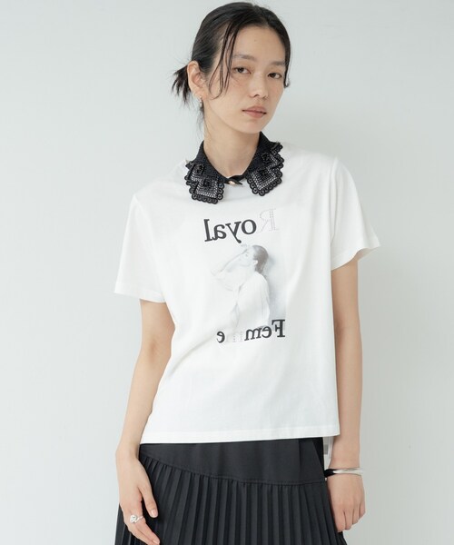 GALLEST（ギャレスト）の「タイポグラフィTシャツ【接触冷感】（Tシャツ/カットソー・レディース・ベージュ/ホワイト/ホワイト系5・38）」の16枚目の写真