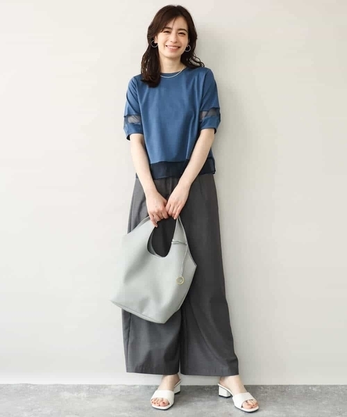 MK MICHEL KLEIN（エムケーミッシェルクラン）の「[洗える]シアー切替えランタンスリーブカットソー（Tシャツ/カットソー・レディース・ホワイト/ミント/ベージュ/ブラック/ブルー/カーキ系・38）」の22枚目の写真
