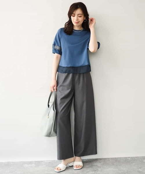 MK MICHEL KLEIN（エムケーミッシェルクラン）の「[洗える]シアー切替えランタンスリーブカットソー（Tシャツ/カットソー・レディース・ホワイト/ミント/ベージュ/ブラック/ブルー/カーキ系・38）」の21枚目の写真