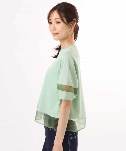 MK MICHEL KLEIN（エムケーミッシェルクラン）の「[洗える]シアー切替えランタンスリーブカットソー（Tシャツ/カットソー・レディース・ホワイト/ミント/ベージュ/ブラック/ブルー/カーキ系・38）」の19枚目の写真