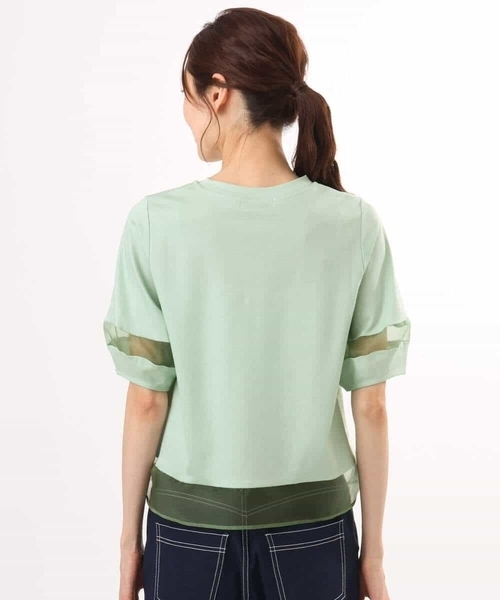 MK MICHEL KLEIN（エムケーミッシェルクラン）の「[洗える]シアー切替えランタンスリーブカットソー（Tシャツ/カットソー・レディース・ホワイト/ミント/ベージュ/ブラック/ブルー/カーキ系・38）」の18枚目の写真