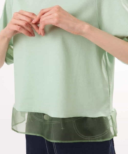 MK MICHEL KLEIN（エムケーミッシェルクラン）の「[洗える]シアー切替えランタンスリーブカットソー（Tシャツ/カットソー・レディース・ホワイト/ミント/ベージュ/ブラック/ブルー/カーキ系・38）」の15枚目の写真