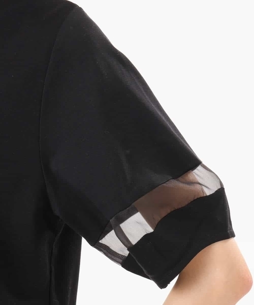 MK MICHEL KLEIN（エムケーミッシェルクラン）の「[洗える]シアー切替えランタンスリーブカットソー（Tシャツ/カットソー・レディース・ホワイト/ミント/ベージュ/ブラック/ブルー/カーキ系・38）」の12枚目の写真