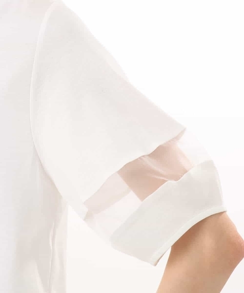 MK MICHEL KLEIN（エムケーミッシェルクラン）の「[洗える]シアー切替えランタンスリーブカットソー（Tシャツ/カットソー・レディース・ホワイト/ミント/ベージュ/ブラック/ブルー/カーキ系・38）」の10枚目の写真