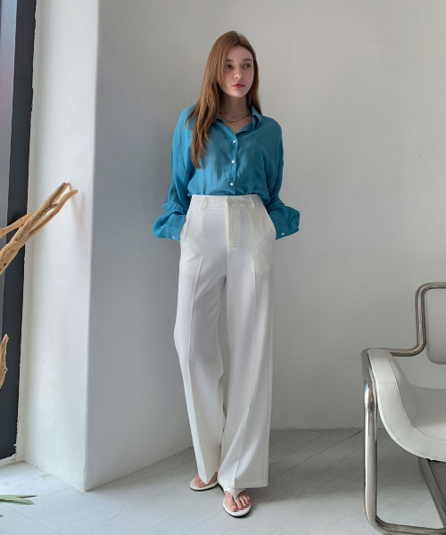 VASCARA（バスカラ）の「No Tuck Wide Slacks (3colors)（スラックス・レディース・ホワイト/チャコール/ブラック・LARGE/MEDIUM/SMALL）」の5枚目の写真