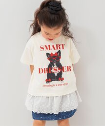 BREEZE | 針抜き半袖Tシャツ&裾レースフリルトップスセット(Tシャツ/カットソー)