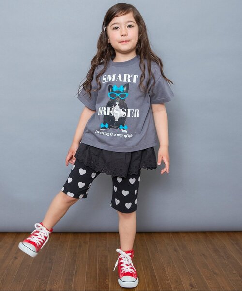 BREEZE（ブリーズ）の「針抜き半袖Tシャツ&裾レースフリルトップスセット（Tシャツ/カットソー・キッズ・チャコール/オフホワイト・80/90/100/110/120/130/140）」の12枚目の写真