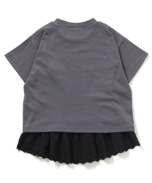 BREEZE（ブリーズ）の「針抜き半袖Tシャツ&裾レースフリルトップスセット（Tシャツ/カットソー・キッズ・チャコール/オフホワイト・80/90/100/110/120/130/140）」の4枚目の写真