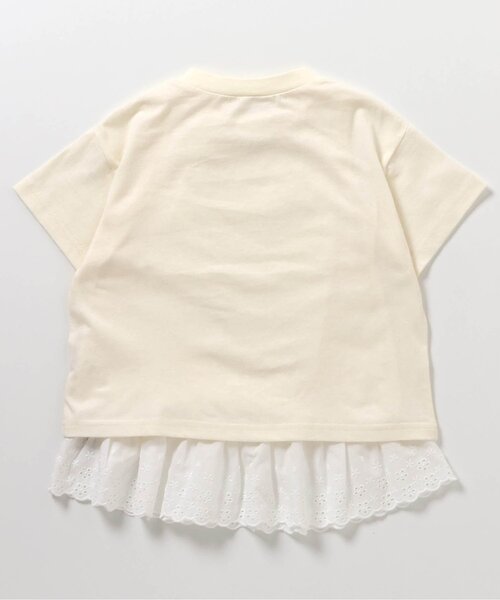 BREEZE（ブリーズ）の「針抜き半袖Tシャツ&裾レースフリルトップスセット（Tシャツ/カットソー・キッズ・チャコール/オフホワイト・80/90/100/110/120/130/140）」の3枚目の写真