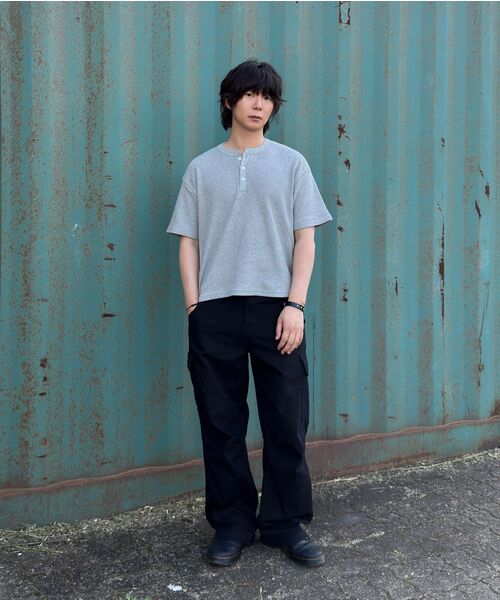 XERO（ゼロ）の「ワッフルクロップヘンリーネックTシャツ[メランジグレー]（Tシャツ/カットソー・レディース・その他・MEDIUM/LARGE）」の5枚目の写真