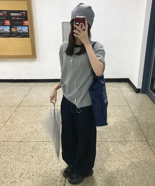 XERO（ゼロ）の「ワッフルクロップヘンリーネックTシャツ[メランジグレー]（Tシャツ/カットソー・レディース・その他・MEDIUM/LARGE）」の8枚目の写真