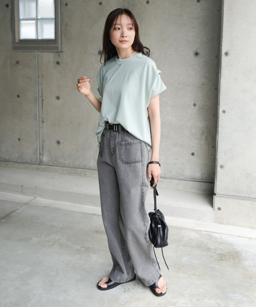 Bab(バブ)の「シルケットライクポンチトップス(Tシャツ/カットソー・レディース・ミント/アイボリー/チャコールグレー・FREE)」の15枚目の写真