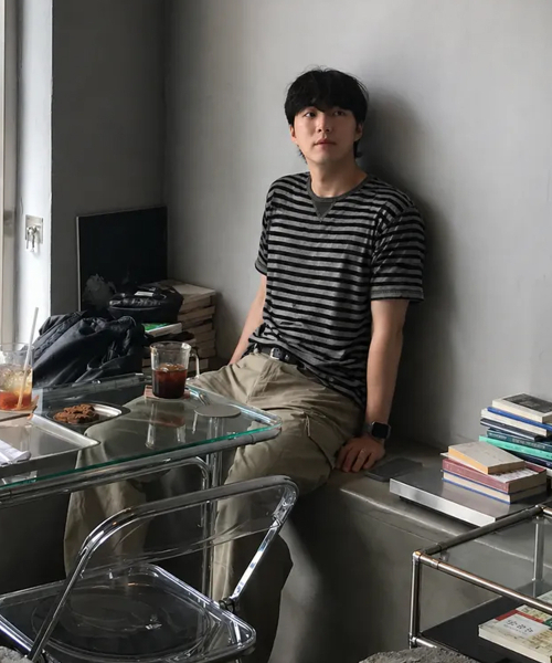 INTEMPOMOOD(インテンポムード)の「オーシャンストライプフィグクロップTシャツ : 2カラー(Tシャツ/カットソー・メンズ・ブラック/ネイビー・MEDIUM/LARGE)」の4枚目の写真