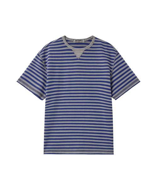INTEMPOMOOD(インテンポムード)の「オーシャンストライプフィグクロップTシャツ : 2カラー(Tシャツ/カットソー・メンズ・ブラック/ネイビー・MEDIUM/LARGE)」の14枚目の写真