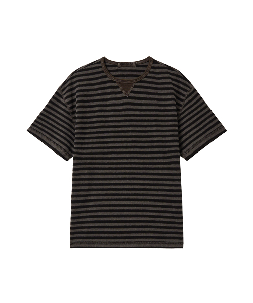 INTEMPOMOOD(インテンポムード)の「オーシャンストライプフィグクロップTシャツ : 2カラー(Tシャツ/カットソー・メンズ・ブラック/ネイビー・MEDIUM/LARGE)」の19枚目の写真
