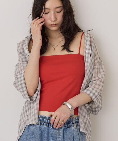 AMERICAN HOLIC（アメリカンホリック）の「【カップ付き】バンドゥキャミソール（キャミソール・レディース・オフホワイト/モカ/ブラック/オレンジ/チャコールグレー・L/M）」の11枚目の写真