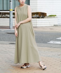 汗しみない カップ付きノースリーブワンピース