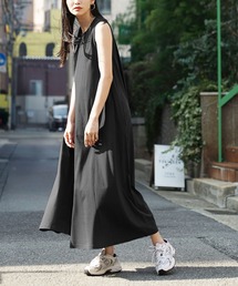 汗しみない カップ付きノースリーブワンピース