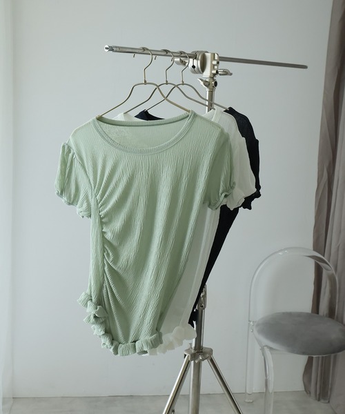 Ulysses(ユリシス)の「裾フリルアシメカットソー(Tシャツ/カットソー・レディース・ネイビー/ホワイト/グリーン・F)」の7枚目の写真