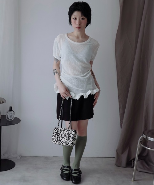 Ulysses(ユリシス)の「裾フリルアシメカットソー(Tシャツ/カットソー・レディース・ネイビー/ホワイト/グリーン・F)」の4枚目の写真