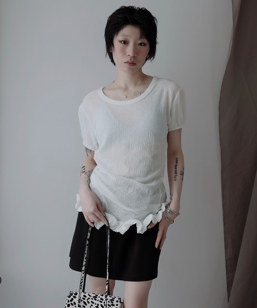 Ulysses(ユリシス)の「裾フリルアシメカットソー(Tシャツ/カットソー・レディース・ネイビー/ホワイト/グリーン・F)」の9枚目の写真