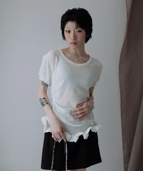 Ulysses(ユリシス)の「裾フリルアシメカットソー(Tシャツ/カットソー・レディース・ネイビー/ホワイト/グリーン・F)」の10枚目の写真