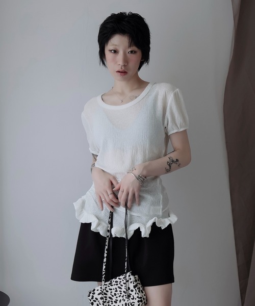 Ulysses(ユリシス)の「裾フリルアシメカットソー(Tシャツ/カットソー・レディース・ネイビー/ホワイト/グリーン・F)」の12枚目の写真