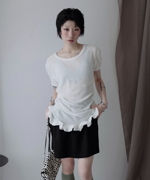 Ulysses(ユリシス)の「裾フリルアシメカットソー(Tシャツ/カットソー・レディース・ネイビー/ホワイト/グリーン・F)」の13枚目の写真