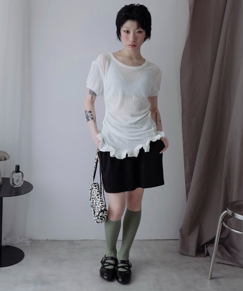 Ulysses(ユリシス)の「裾フリルアシメカットソー(Tシャツ/カットソー・レディース・ネイビー/ホワイト/グリーン・F)」の14枚目の写真
