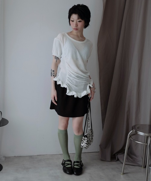 Ulysses(ユリシス)の「裾フリルアシメカットソー(Tシャツ/カットソー・レディース・ネイビー/ホワイト/グリーン・F)」の17枚目の写真