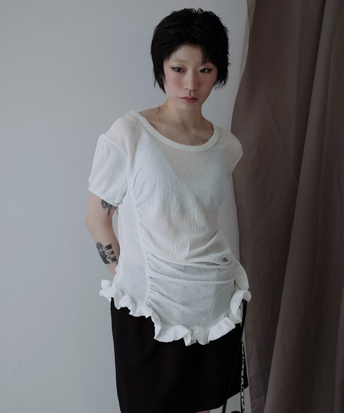 Ulysses(ユリシス)の「裾フリルアシメカットソー(Tシャツ/カットソー・レディース・ネイビー/ホワイト/グリーン・F)」の18枚目の写真