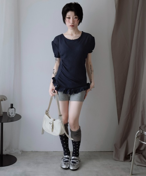 Ulysses(ユリシス)の「裾フリルアシメカットソー(Tシャツ/カットソー・レディース・ネイビー/ホワイト/グリーン・F)」の6枚目の写真