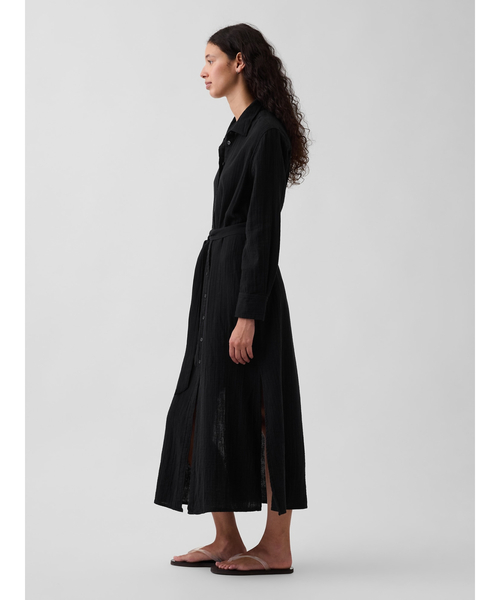 GAP(ギャップ)の「コットンガーゼ マキシ シャツワンピース(シャツワンピース・レディース・ブラック・M/S/L/XS/XXS)」の3枚目の写真