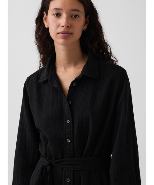 GAP(ギャップ)の「コットンガーゼ マキシ シャツワンピース(シャツワンピース・レディース・ブラック・M/S/L/XS/XXS)」の4枚目の写真