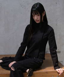 [    x DIVEIN WOMEN] ハイネックコットンジャケット (ブラック)