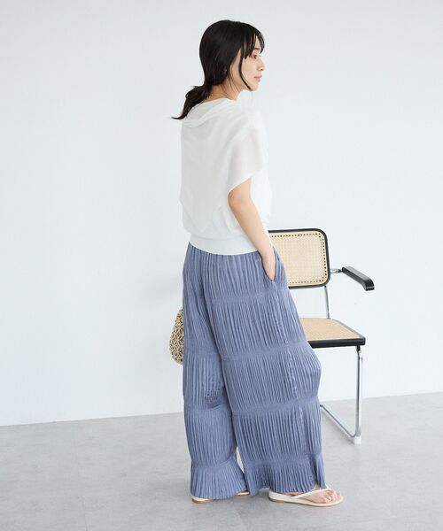 CRAFT STANDARD BOUTIQUE（クラフトスタンダードブティック）の「プリーツイージーパンツ（その他パンツ・レディース・ブルー/ブラック・FREE）」の14枚目の写真