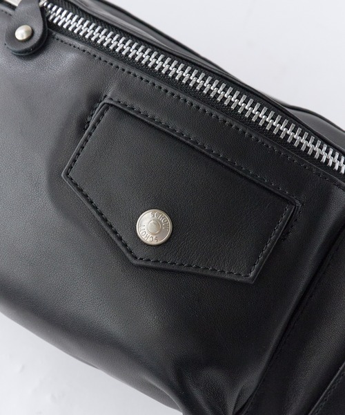 Schott(ショット)の「Schott/ショット RIDERS BODY BAG ライダースボディバッグ 本革 牛革 レザー メンズ 2026年 夏 夏服(ボディバッグ/ウエストポーチ・メンズ・ブラック・FREE)」の2枚目の写真