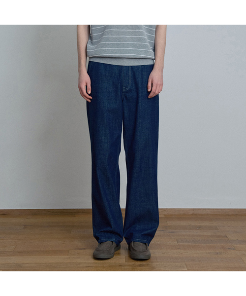 MINDBRIDGE(マインドブリッジ)の「リネンライクフルバンディングワイドデニムパンツ - 3カラー(デニムパンツ・メンズ・ブラック/ライトインディゴブルー/インディゴブルー・29/36/34/30/32)」の2枚目の写真