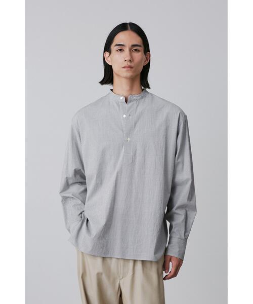 YLEVE プルオーバーシャツ　チェック　オーバーサイズ セール】YLEVE / COTTON STRIPE CHECK PULL OVER SHIRT（シャツ