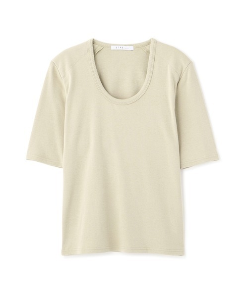 ETRE TOKYO(エトレトウキョウ)の「ボールドショルダーUネックTee(Tシャツ/カットソー・レディース・ブラック/セージグリーン/ホワイト・FREE)」の9枚目の写真