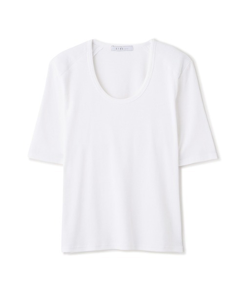 ETRE TOKYO(エトレトウキョウ)の「ボールドショルダーUネックTee(Tシャツ/カットソー・レディース・ブラック/セージグリーン/ホワイト・FREE)」の11枚目の写真