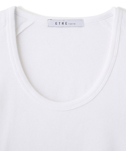 ETRE TOKYO(エトレトウキョウ)の「ボールドショルダーUネックTee(Tシャツ/カットソー・レディース・ブラック/セージグリーン/ホワイト・FREE)」の7枚目の写真