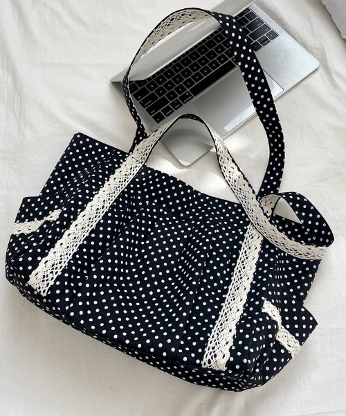 mebole(メボレ)の「dot lace tote bag(トートバッグ・レディース・アイボリー/ブラック・FREE)」の5枚目の写真
