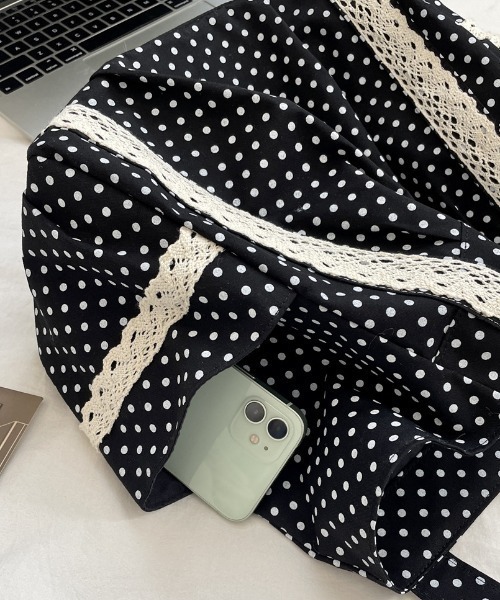 mebole(メボレ)の「dot lace tote bag(トートバッグ・レディース・アイボリー/ブラック・FREE)」の8枚目の写真