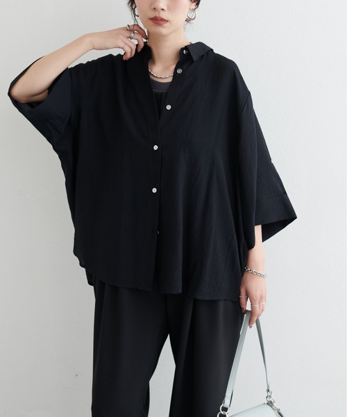 LARUTA(ラルータ)の「【LARUTA】涼し気3WAYハーフスリーブシャツ(シャツ/ブラウス・レディース・ブラック/ピンク/オレンジ/オフホワイト・FREE)」の3枚目の写真
