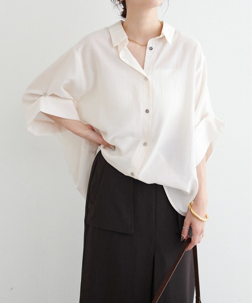 LARUTA(ラルータ)の「【LARUTA】涼し気3WAYハーフスリーブシャツ(シャツ/ブラウス・レディース・ブラック/ピンク/オレンジ/オフホワイト・FREE)」の5枚目の写真