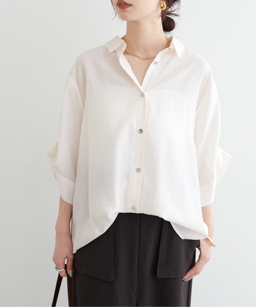 LARUTA(ラルータ)の「【LARUTA】涼し気3WAYハーフスリーブシャツ(シャツ/ブラウス・レディース・ブラック/ピンク/オレンジ/オフホワイト・FREE)」の6枚目の写真