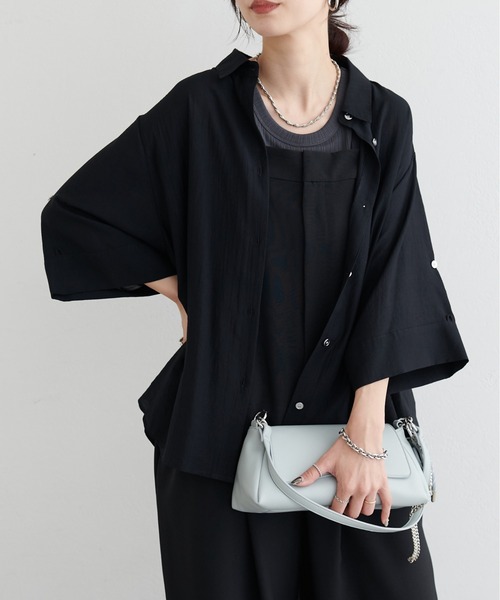 LARUTA(ラルータ)の「【LARUTA】涼し気3WAYハーフスリーブシャツ(シャツ/ブラウス・レディース・ブラック/ピンク/オレンジ/オフホワイト・FREE)」の11枚目の写真
