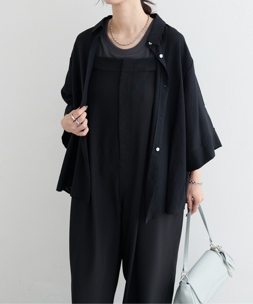 LARUTA(ラルータ)の「【LARUTA】涼し気3WAYハーフスリーブシャツ(シャツ/ブラウス・レディース・ブラック/ピンク/オレンジ/オフホワイト・FREE)」の13枚目の写真